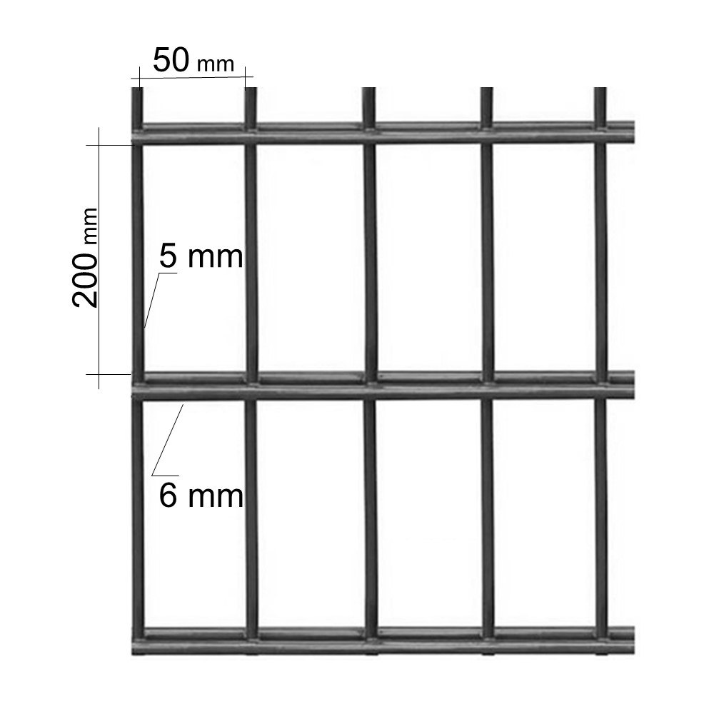 Plotový panel 2D, výška 1030 mm, oko 50 x 200 mm, pozinkovaný