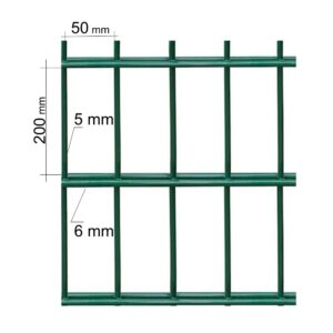 Plotový panel 2D, výška 1230 mm, oko 50 x 200 mm, zelený