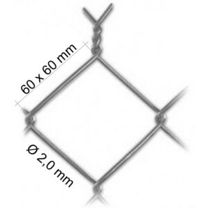 Pletivo štvorhranné ZN, výška 2000 mm, oko 60 x 60 mm, 25 m