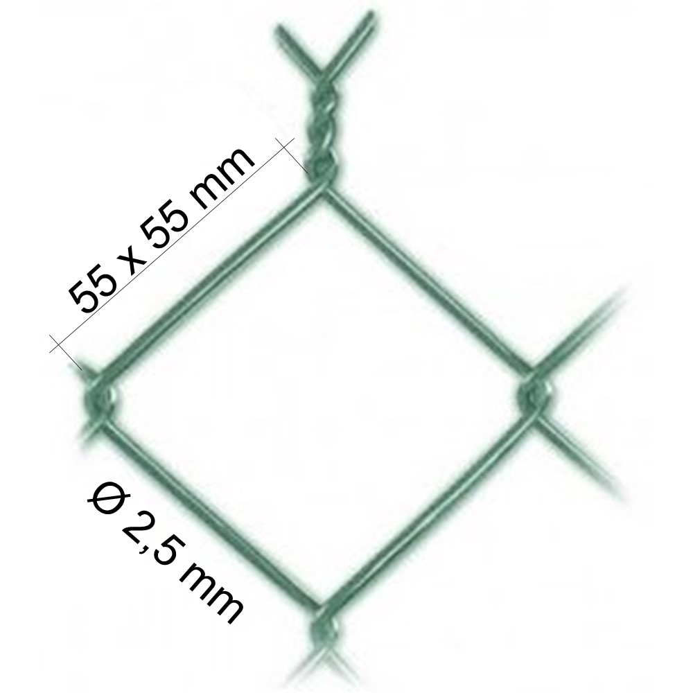 Pletivo štvorhranné ZN+PVC, výška 1800 mm, oko 55 x 55 mm, 15 m